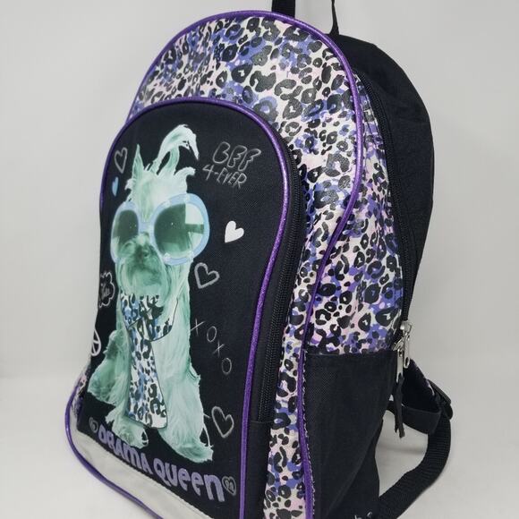 Drama Queen Doggie Backpack Pre-owned Lightweight Easy to Care School Bag - Picture 2 of 12